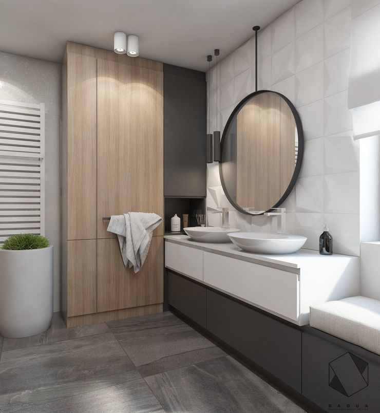 Projekt domu jednorodzinnego 12 BAGUA Pracownia Architektury Wnętrz Nowoczesna łazienka