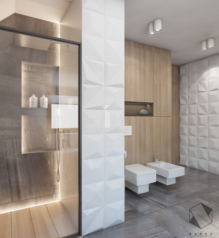 Projekt domu jednorodzinnego 12 BAGUA Pracownia Architektury Wnętrz Nowoczesna łazienka