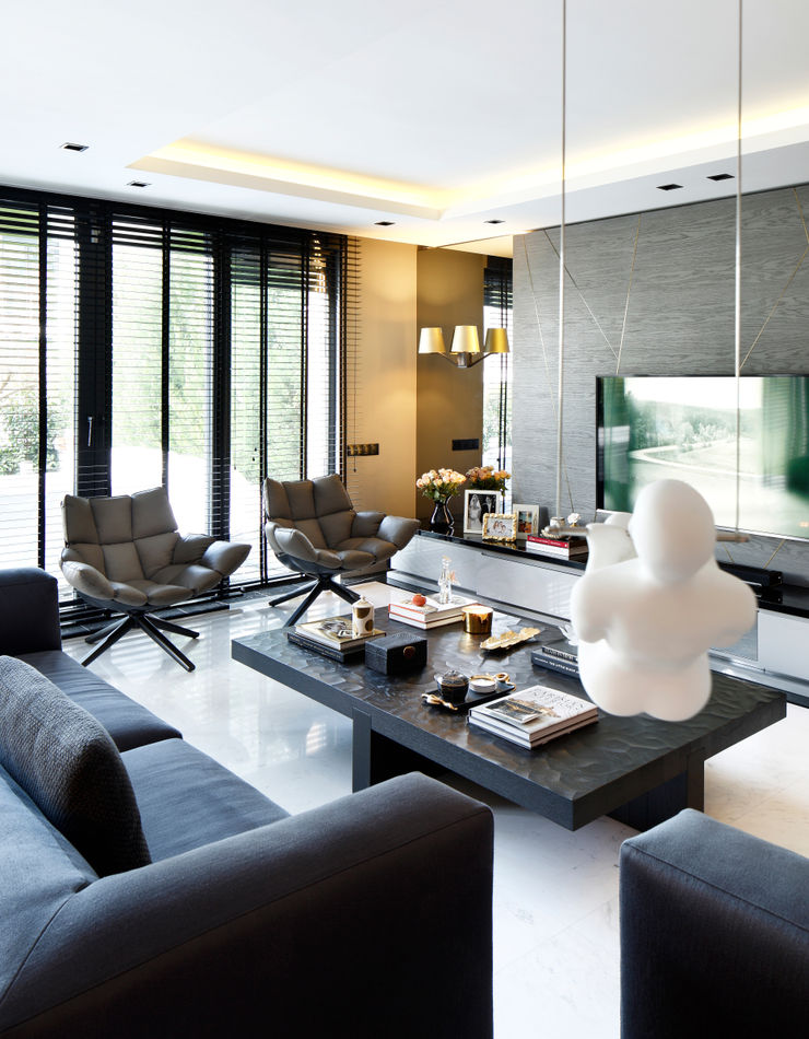 ISTINYE HOUSE Esra Kazmirci Mimarlik Modern living room Marble Grey
