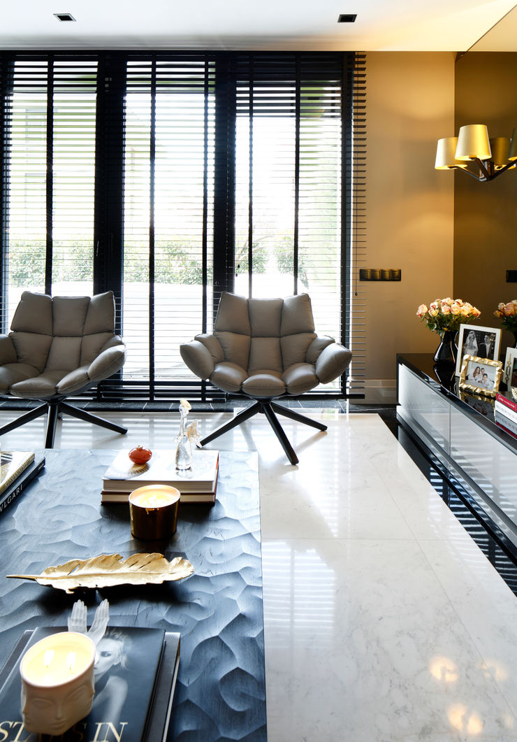 LIVING ROOM Esra Kazmirci Mimarlik Modern living room Marble Grey