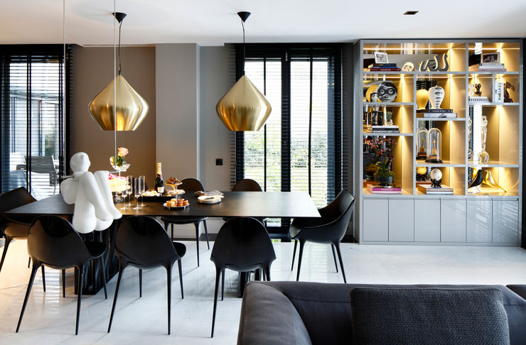 LIVING ROOM Esra Kazmirci Mimarlik Modern dining room Grey