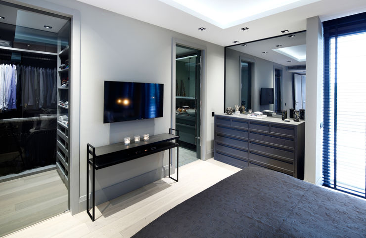 master bedroom Esra Kazmirci Mimarlik Modern style bedroom Grey