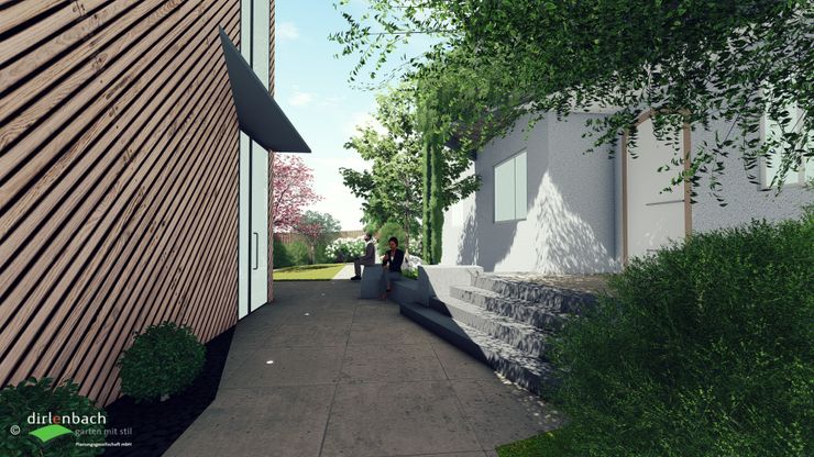 Verbindung zwischen Büro und Gallery dirlenbach - garten mit stil