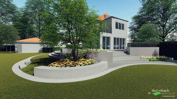 Detailansicht: Mauern und Stufen zur Auflösung von Höhen dirlenbach - garten mit stil