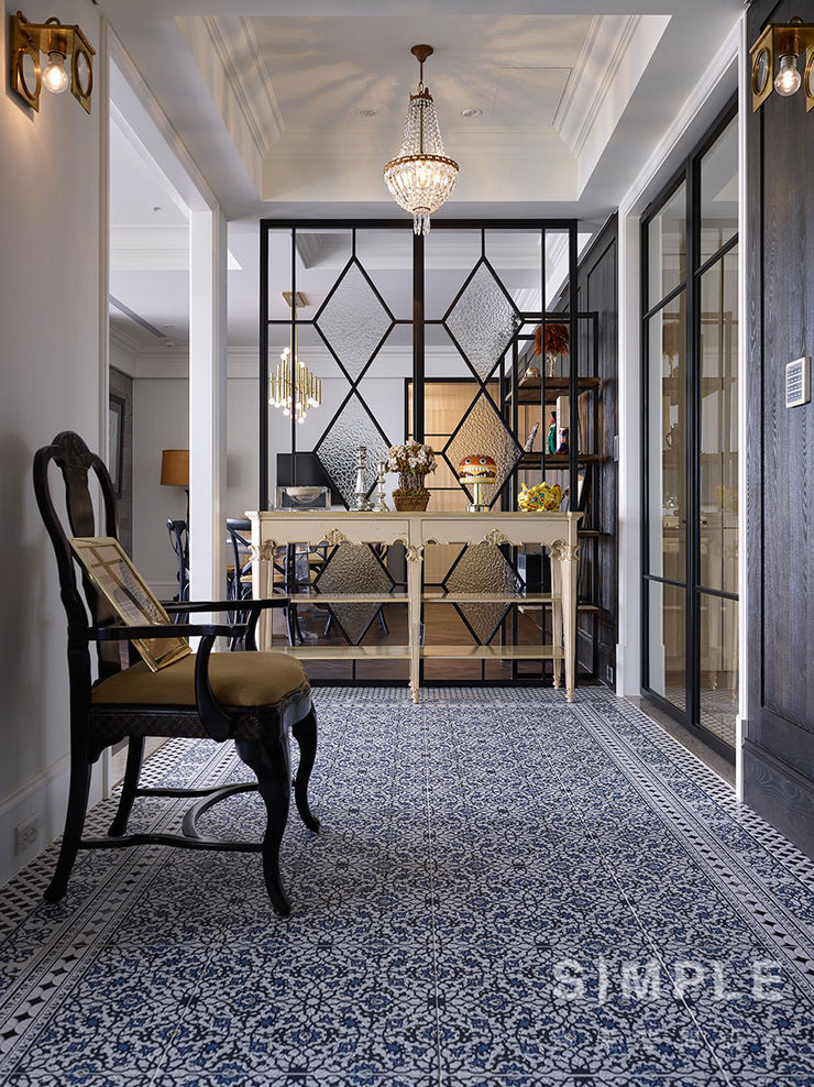 尚展空間設計 Colonial style corridor, hallway& stairs