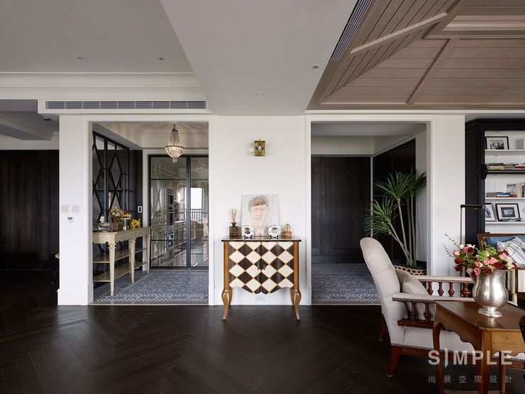 尚展空間設計 Colonial style corridor, hallway& stairs