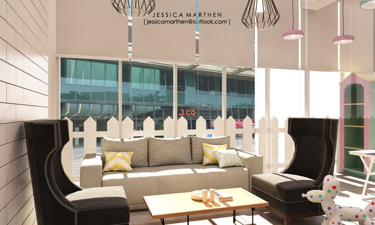 Cloudy & Cotton Pet Grooming & Coffee Shop, Lippo Mall Puri JESSICA DESIGN STUDIO Living room