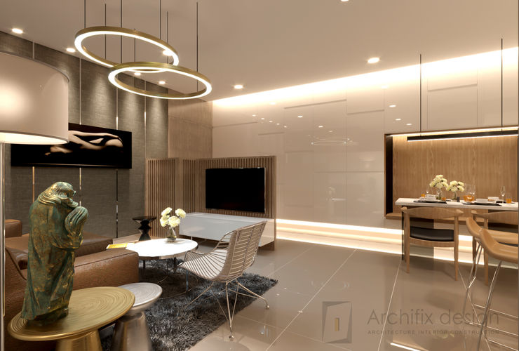 Thiết kế thi công nội thất căn hộ Oriental Plaza Công Ty TNHH Archifix Design Moderne Wohnzimmer