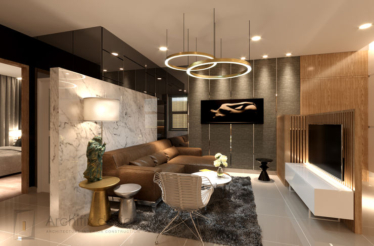 Thiết kế thi công nội thất căn hộ Oriental Plaza Công Ty TNHH Archifix Design Moderne Wohnzimmer