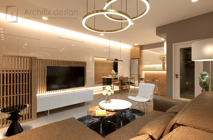 Thiết kế thi công nội thất căn hộ Oriental Plaza Công Ty TNHH Archifix Design Moderne Wohnzimmer