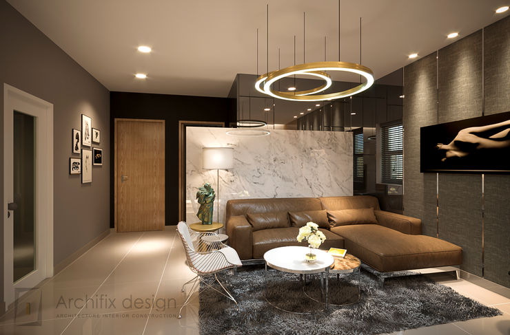 Thiết kế thi công nội thất căn hộ Oriental Plaza Công Ty TNHH Archifix Design Moderne Wohnzimmer