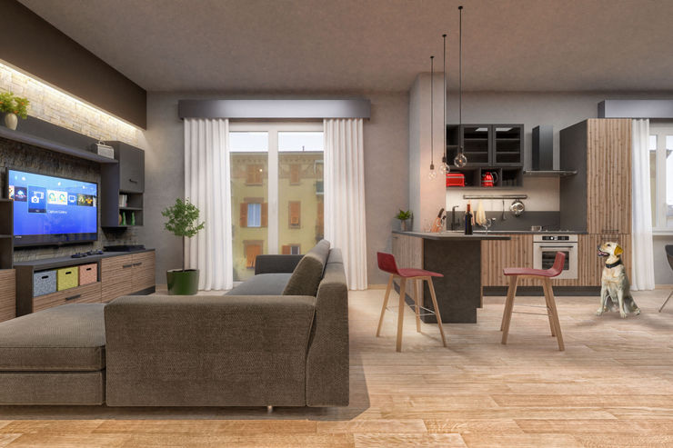 Ristrutturazione appartamento Damiano Ferrando | Architectural Visualization | Soggiorno moderno