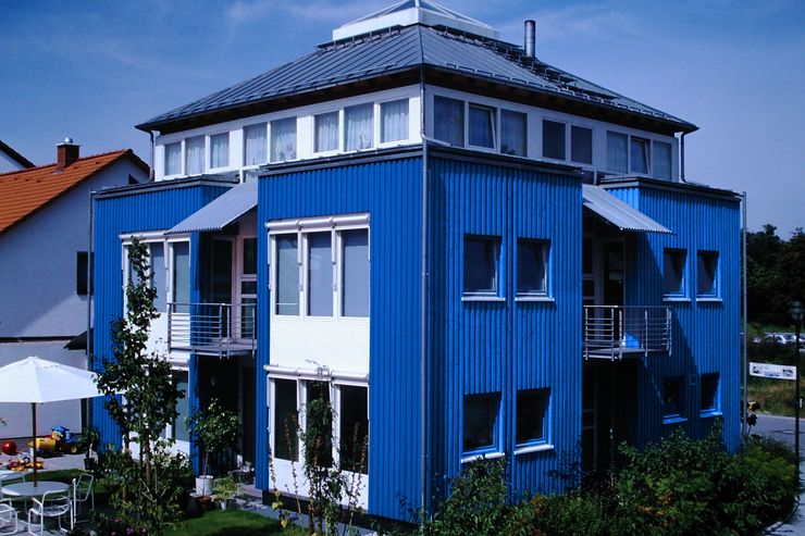Galerie Einfamilienhäuser Passivhäuser Junker Architekten Moderne Wohnzimmer Holz Blau