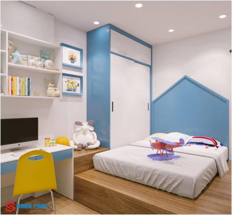 Công ty TNHH TK XD Song Phát BedroomBeds & headboards Feathers Blue