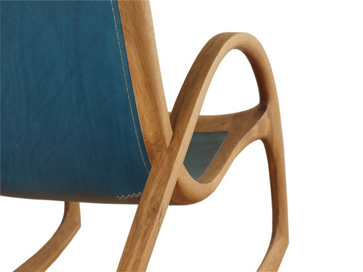 Schaukelstuhl aus Holz und Leder - handgemachtes Design aus Eberswalde