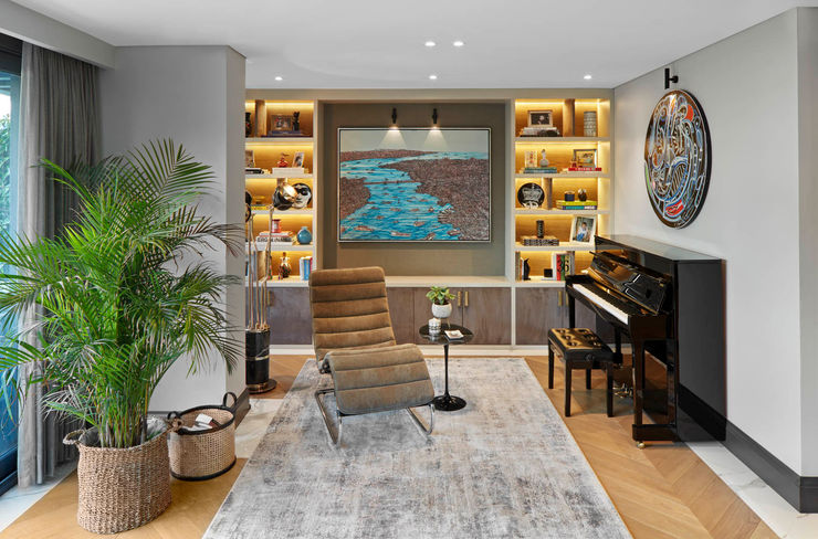 LIVING ROOM Esra Kazmirci Mimarlik Modern living room Wood Grey