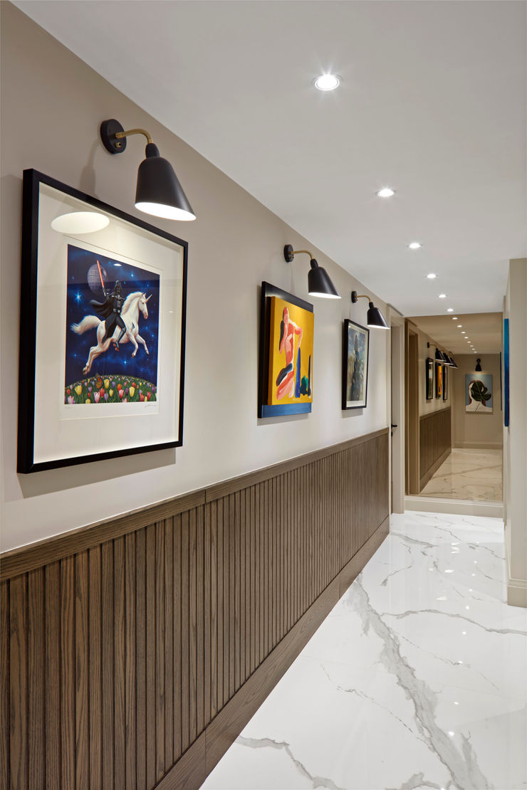hall Esra Kazmirci Mimarlik Modern corridor, hallway & stairs Ceramic White