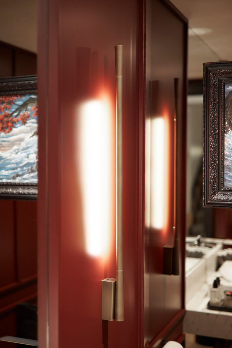 powder room Esra Kazmirci Mimarlik BathroomLighting Aluminium/Zinc Red