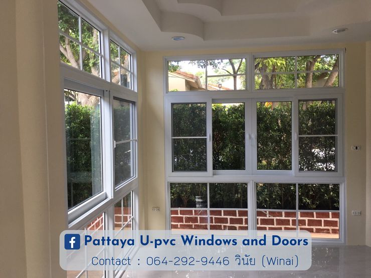 โรงงาน พัทยา กระจก ยูพีวีซี Pattaya UPVC Windows & Doors Okna plastikowe Plastik Biały