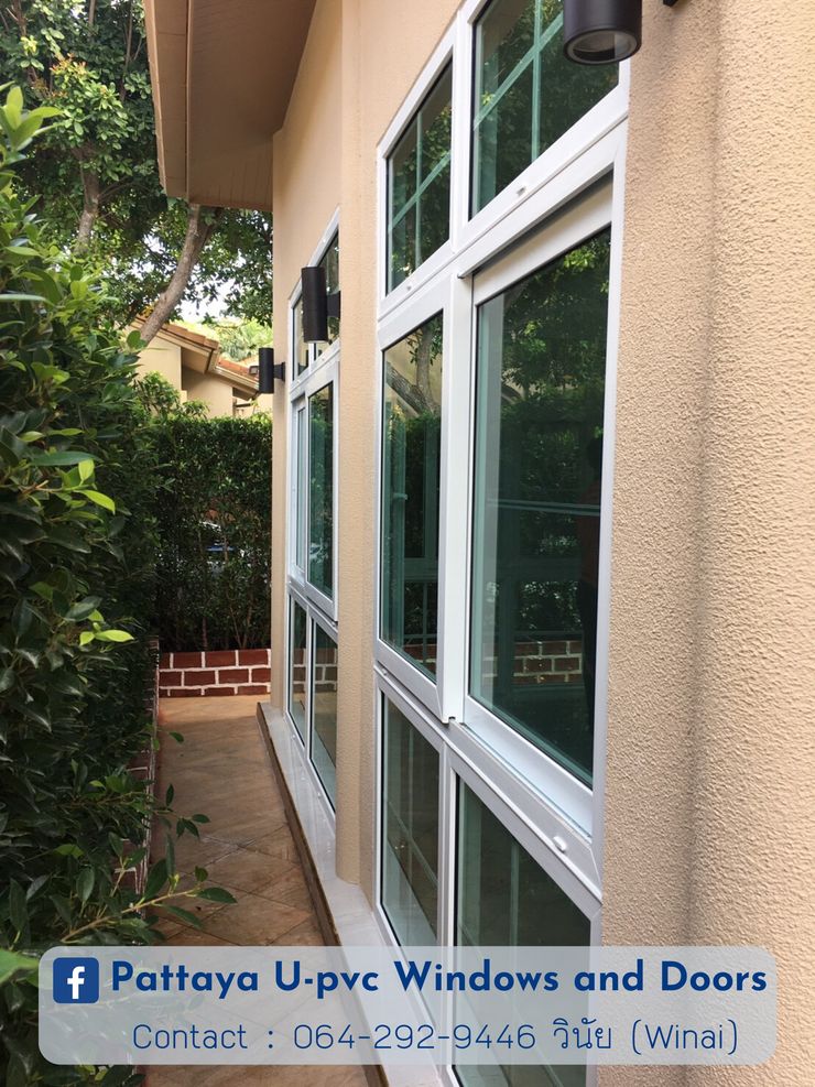 โรงงาน พัทยา กระจก ยูพีวีซี Pattaya UPVC Windows & Doors Okna plastikowe Szkło Biały