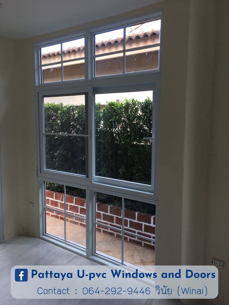 โรงงาน พัทยา กระจก ยูพีวีซี Pattaya UPVC Windows & Doors Okna plastikowe Szkło Biały