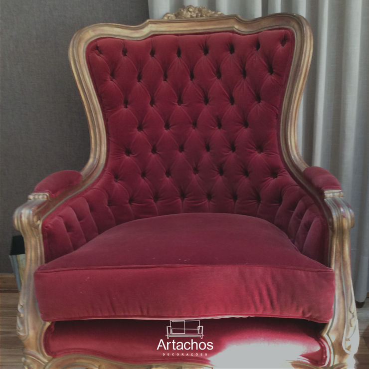 Poltrona clássica Artachos Decorações Sala de estarBancos e cadeiras Vermelho