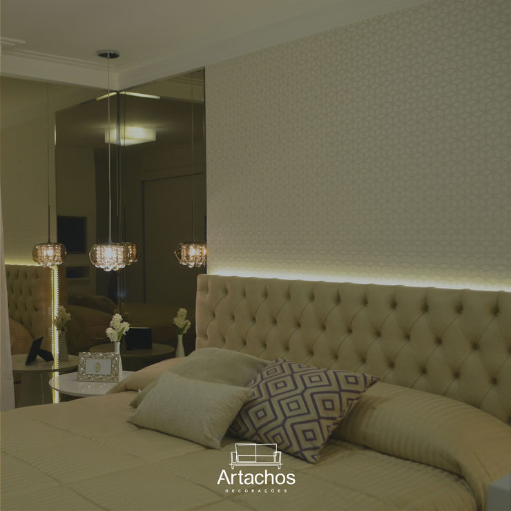 Cabeceira com led Artachos Decorações QuartoCamas e cabeceiras