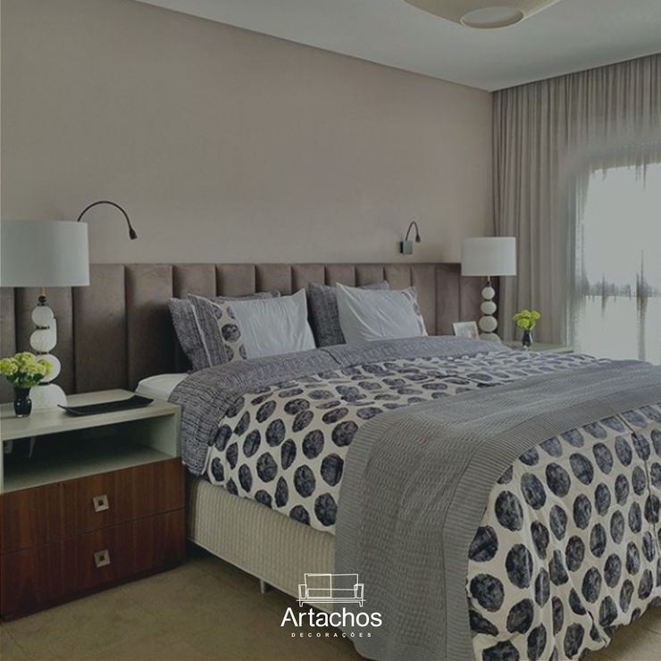 Cabeceira em quarto de casal Artachos Decorações QuartoCamas e cabeceiras