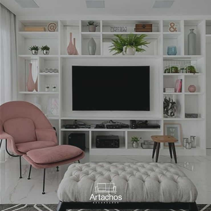 Puff em sala de estar Artachos Decorações CasaAcessórios e Decoração