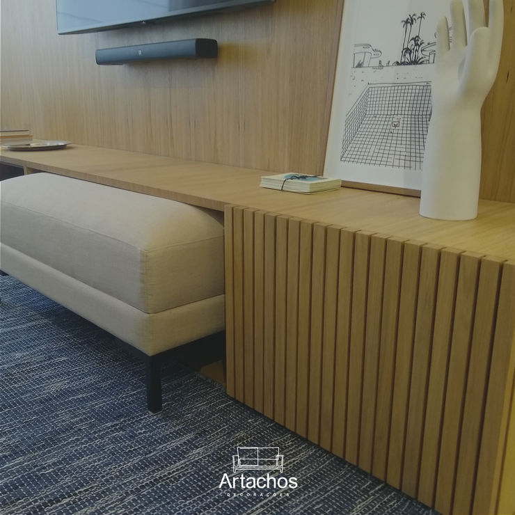 Marcenaria ripada Artachos Decorações Sala de estarArmários e arrumação
