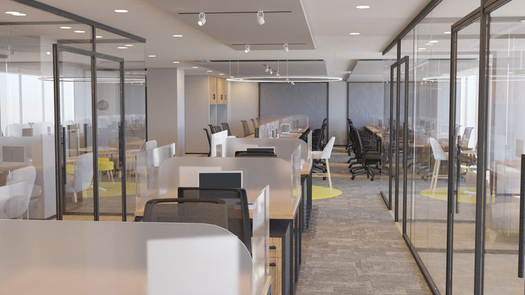 4 + Arquitectura Lojas & Imóveis comerciais modernos Vidro Cinza