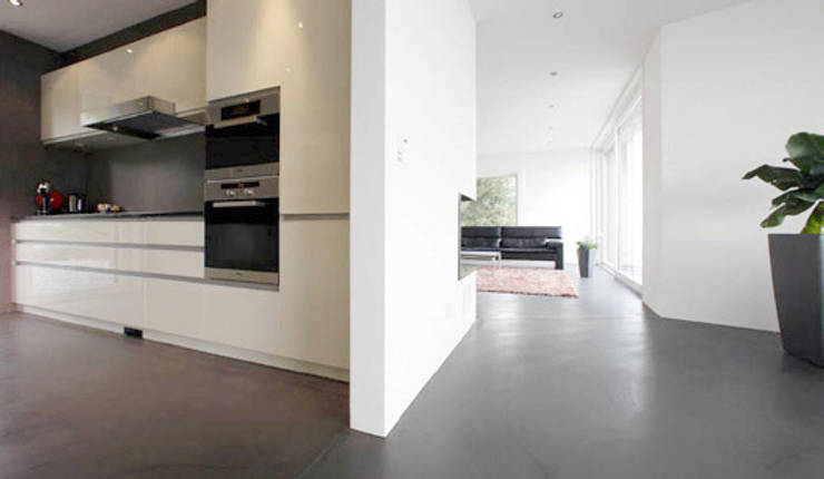 Fugenloser zementboden moderne wohnzimmer von fugenlose mineralische