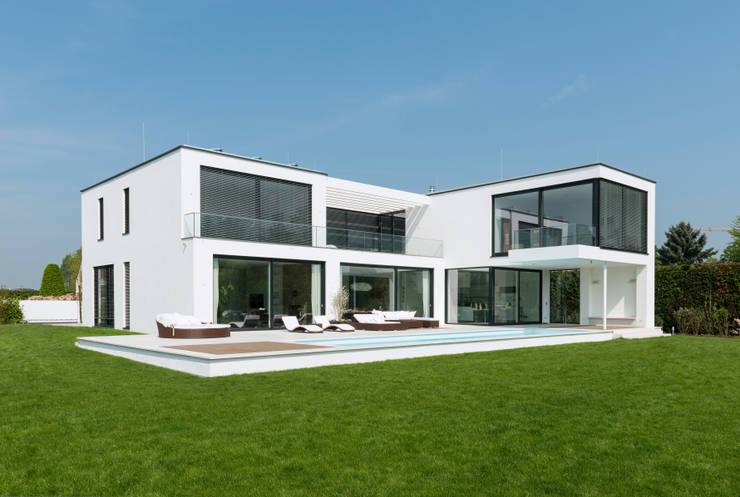 Ansicht gartenseite moderne häuser von sohoarchitekten