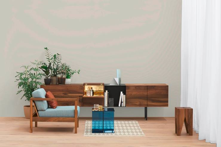 Wohnzimmer gestalten mit möbeln im mid century stil