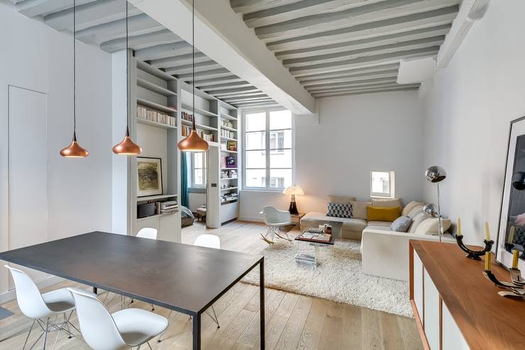 Salas de estilo industrial por Meero