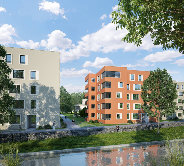 Wohnanlage in augsburg moderne häuser von winhard 3d