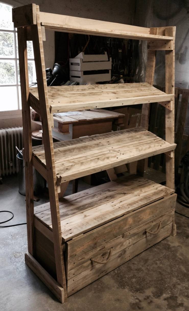 Meuble étagères & tiroir en palettes pour épicerie vrac ...