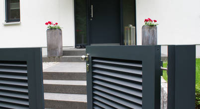 Modell Malmö - Detailansicht Drehtor: modern von Nordzaun,Modern Aluminium/Zink 
