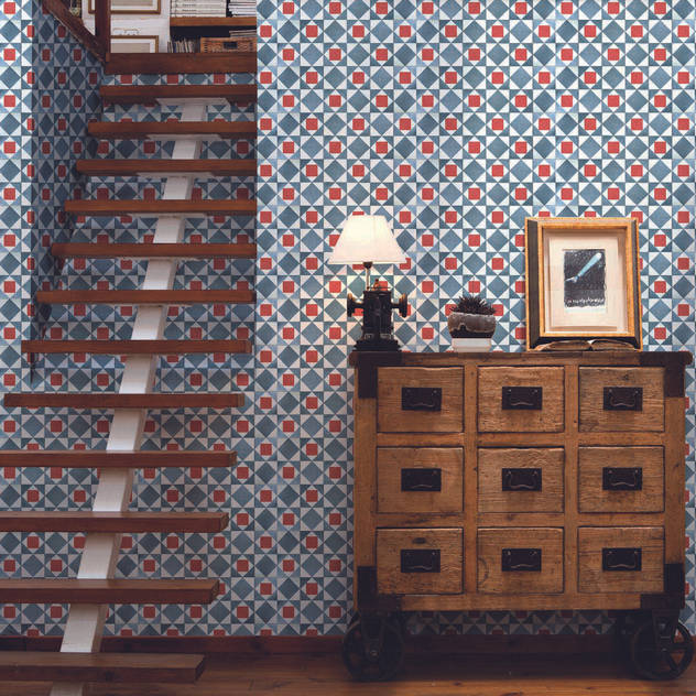 Tiles 'Digitally Printed' Wallpaper Collection: rustic  by Paper Moon, Rustic   