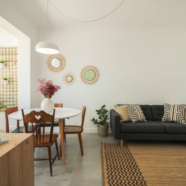 Sala de estar e jantar da Casa Mintarica por Rima Design