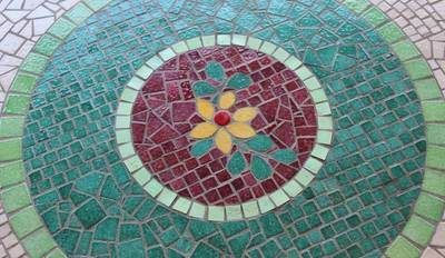 Plateau de table en verre - Mosaiques 02 - Rond