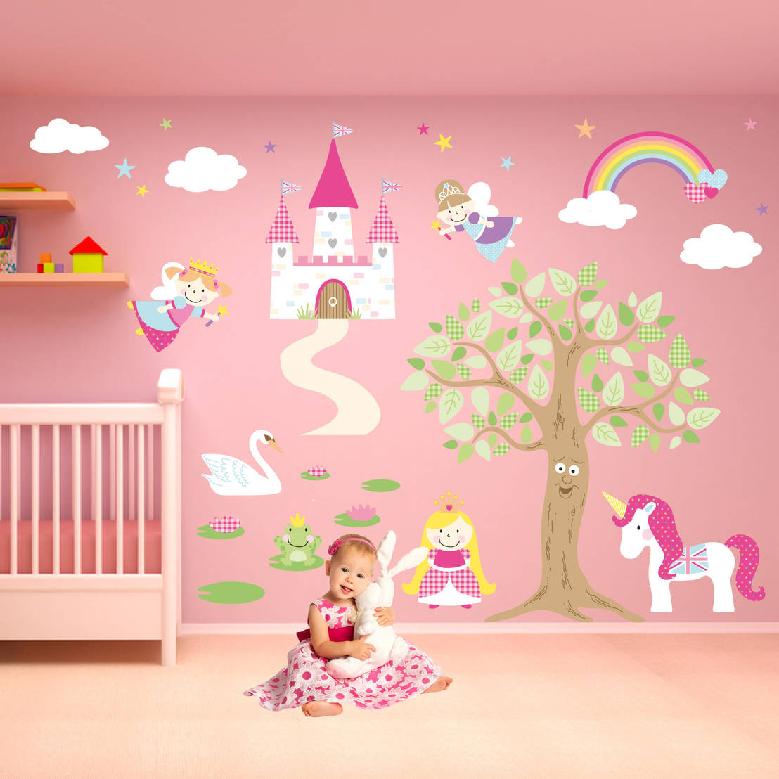 Deluxe Enchanted Fairy Princess Luxury Nursery Wall Art Sticker Design
