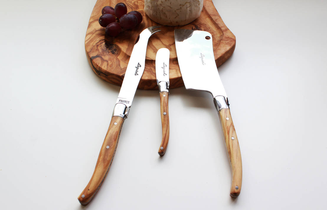 3 Piece Olive Wood Handled Cheese Knife Set homify