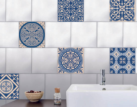 Wallpaper Carrelage De Salle De Bain Imitation Carreaux De Ciment Bleu Par Desktop Wallpaper
