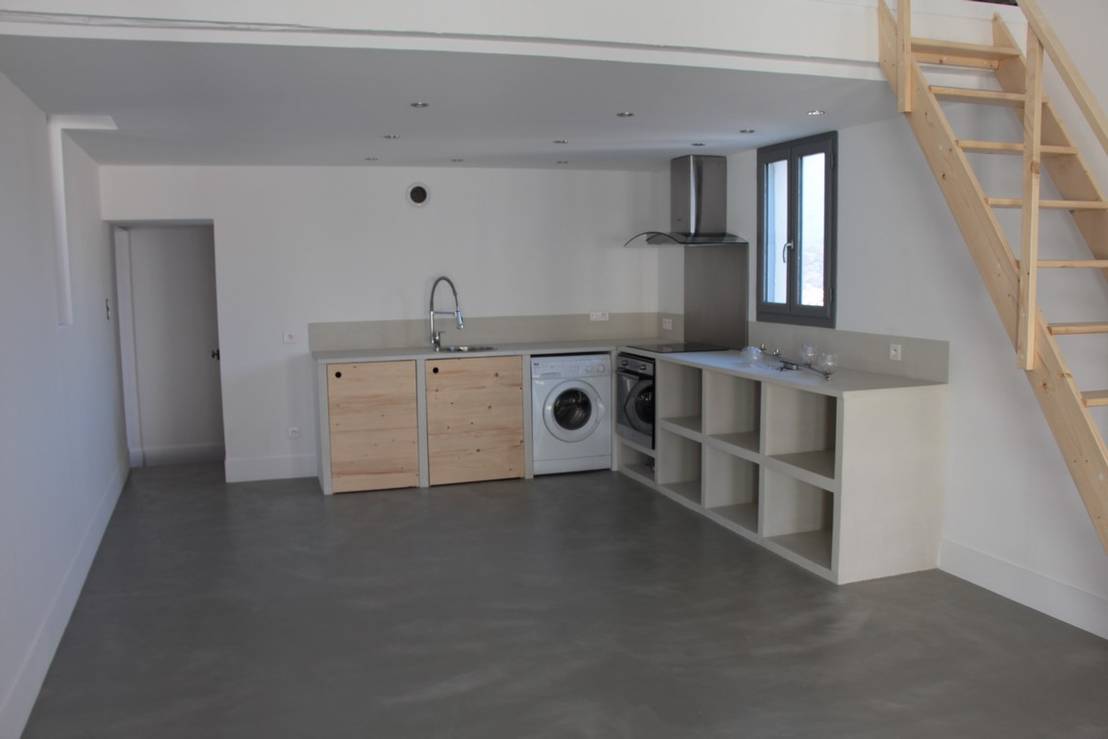 Renovation Cuisine Et Salon En Beton Cire Von A Fleur De Chaux