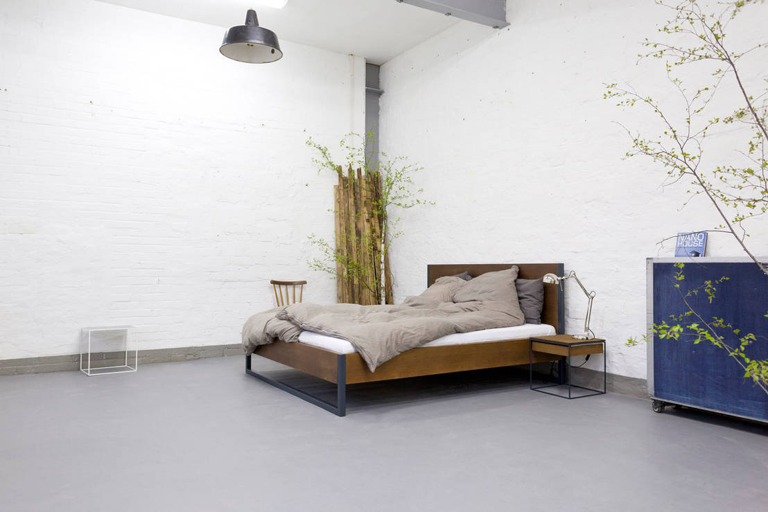 Loft Vintage Industrial Bett Massivholz Und Stahl By N51e12
