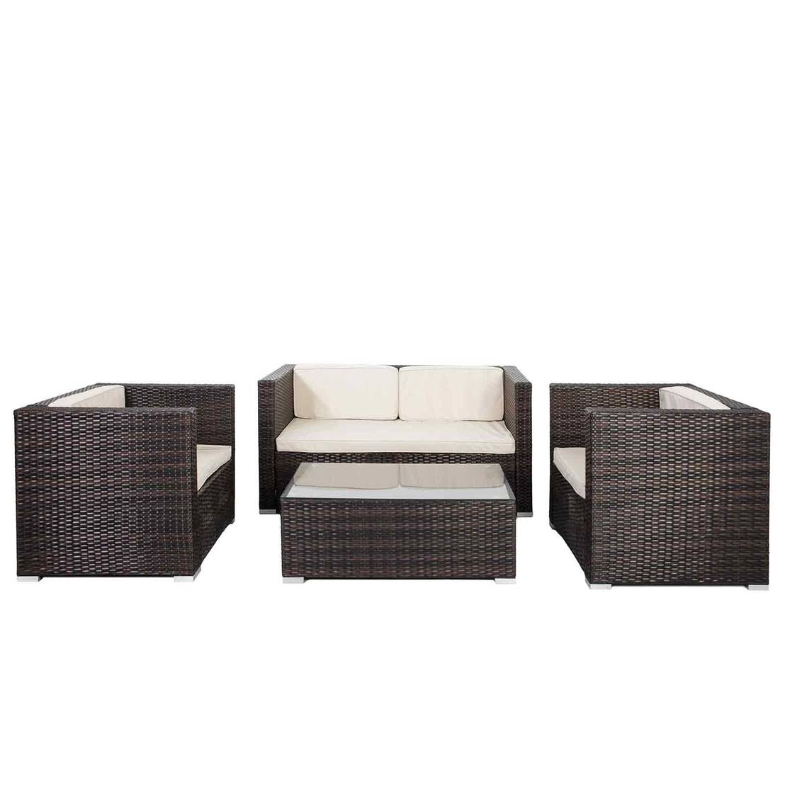 Divano da esterno set da giardino 4 posti con tavolino di ...