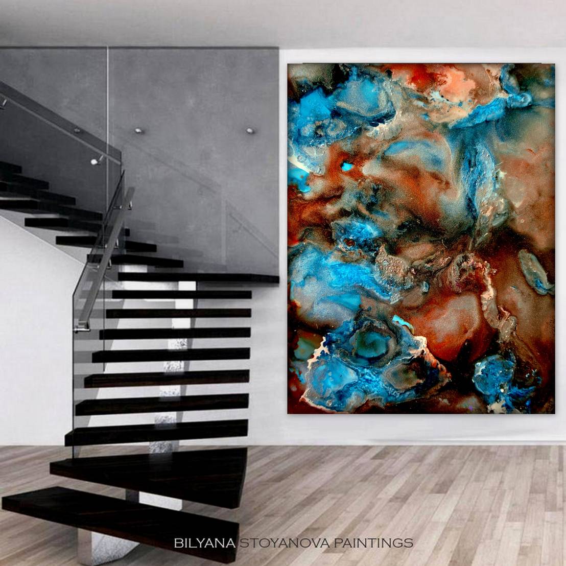 large abstract canvas artwork fluid art