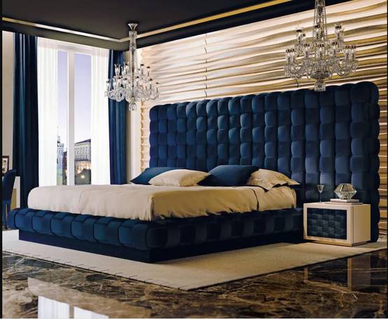 Stunning Bedroom Design from a Home in Chennai Uses Royal Blue for a