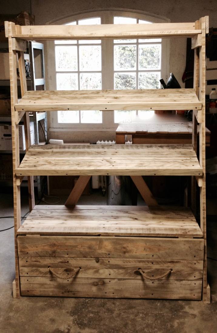 Meuble étagères & tiroir en palettes pour épicerie vrac ...